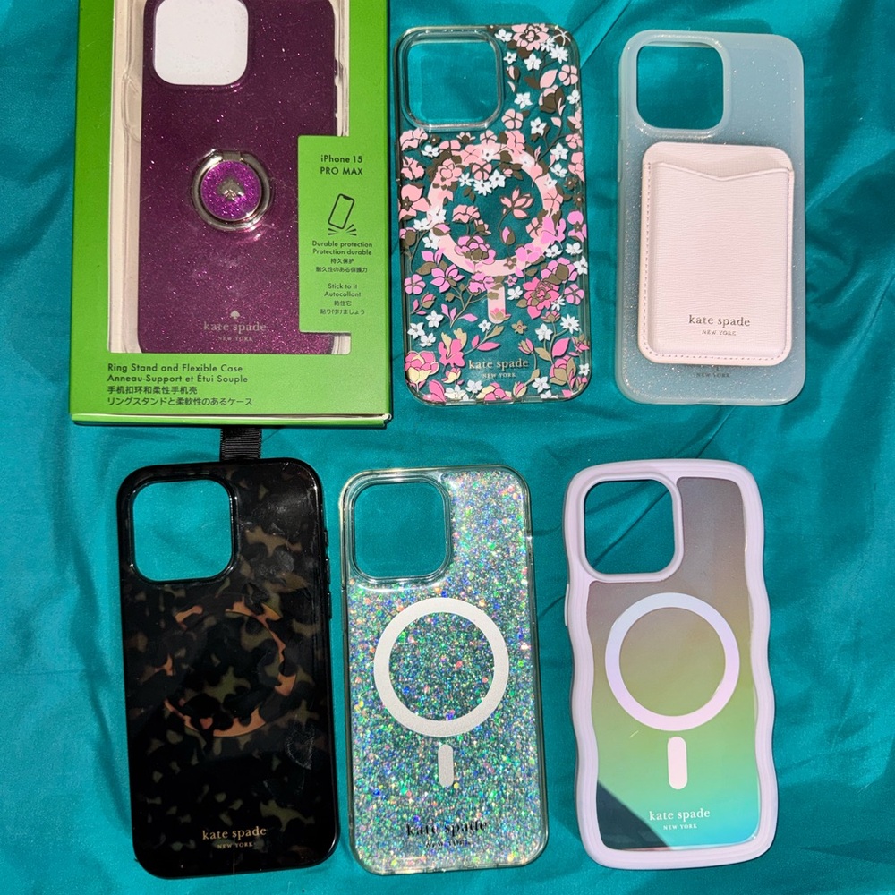Kate Spade iPhone 15 Pro Max Case Set - Floral, Glitter, and More